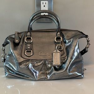 COACH satchel - metallic silver handbag